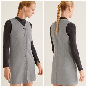 Mango Suit Houndstooth Sleeveless Button Up Dress